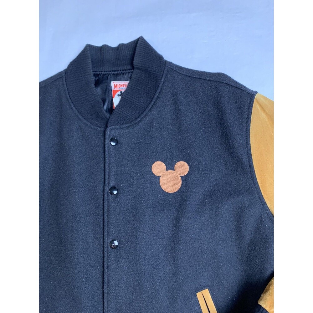 Vintage Walt Disney Studios Leather Wool Bomber Jacket Mickey Mouse M - HTF - Picture 3 of 15
